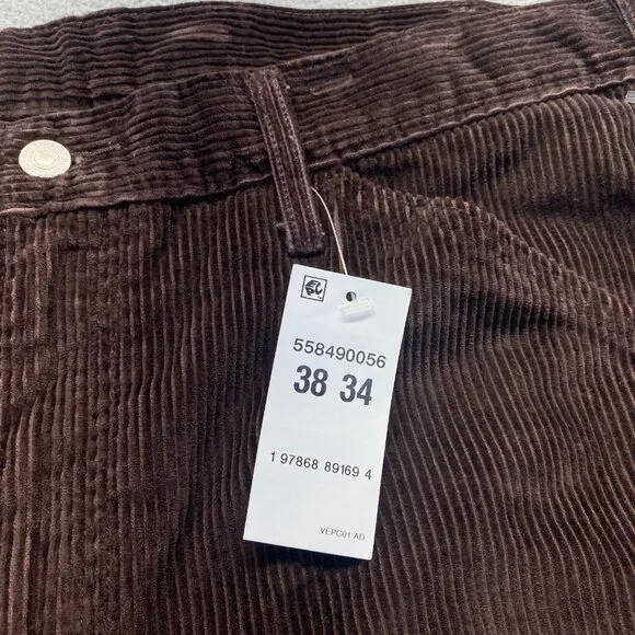 Levis 568 Loose Straight Carpenter Pants Brown Corduroy Workwear Size 38x34